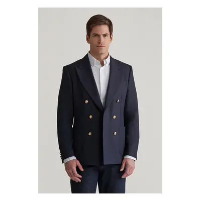 SAKO GANT SLIM DB HOPSACK CLUB BLAZER EVENING BLUE