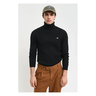 ROLÁK GANT COTTON CABLE TURTLE NECK BLACK