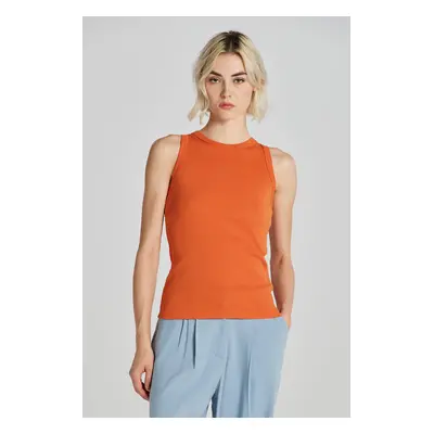 TOP GANT HIGH NECK RIB TANK TOP PUMPKIN ORANGE