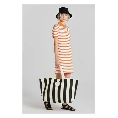 ŠATY GANT STRIPED SHIELD SS PIQUE POLO DRESS PUMPKIN ORANGE