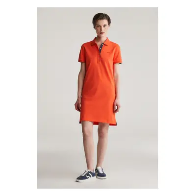 ŠATY GANT CONTRAST COLLAR PIQUE POLO DRESS ORANGE RED