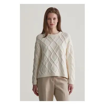 SVETR GANT TEXTURED KNIT C-NECK CREAM