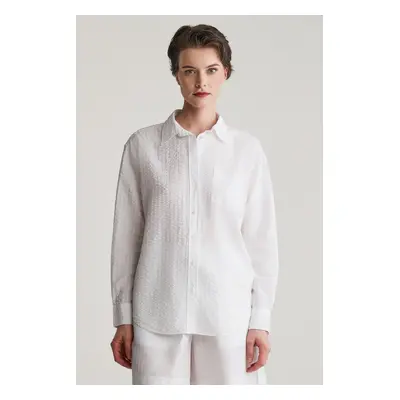 KOŠILE GANT REL TONAL STRIPED SEERSUCKER SHIRT WHITE