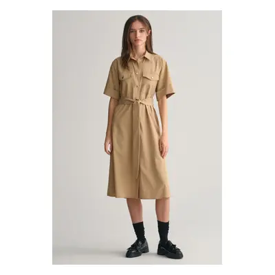 ŠATY GANT REG UTILITY SS SHIRT DRESS DARK KHAKI