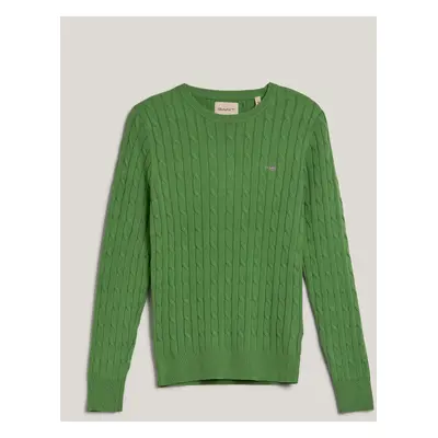 SVETR GANT STRETCH COTTON CABLE C-NECK DUSTY GREEN