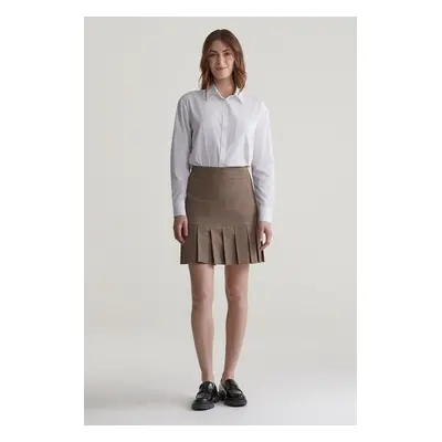 SUKNĚ GANT CHECKED PLEATED SKIRT CUMIN BEIGE