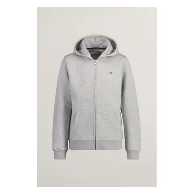 MIKINA GANT SHIELD ZIP HOODIE LIGHT GREY MELANGE