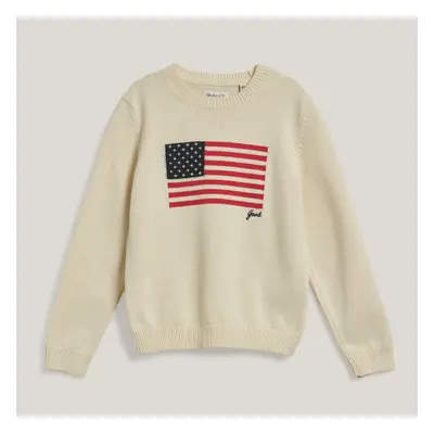 SVETR GANT FLAG KNIT C-NECK CREAM