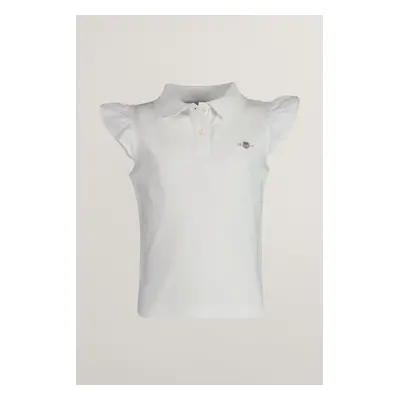 POLOKOŠILE GANT RUFFLED SHIELD PIQUE TOP WHITE