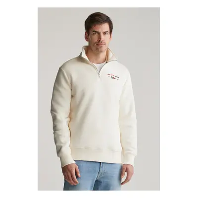 MIKINA GANT GRAPHIC HALF ZIP CREAM