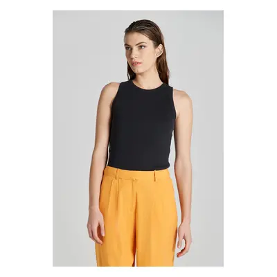 TOP GANT HIGH NECK RIB TANK TOP BLACK