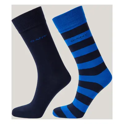 PONOŽKY GANT BARSTRIPE AND SOLID SOCKS 2-PACK LAPIS BLUE