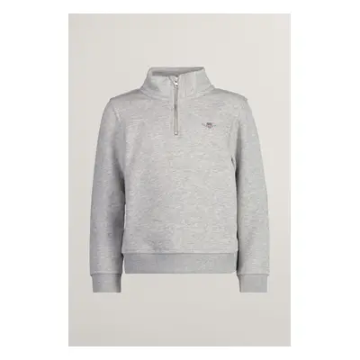 MIKINA GANT SHIELD HALF ZIP SWEAT LIGHT GREY MELANGE