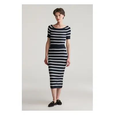 SUKNĚ GANT STRIPED THIN KNIT SKIRT EVENING BLUE