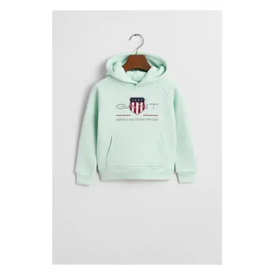 MIKINA GANT ARCHIVE SHIELD RAGLAN HOODIE FADED MINT