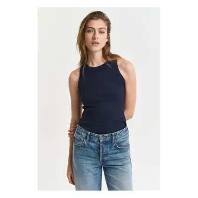 TOP GANT HIGH NECK RIB TANK TOP EVENING BLUE