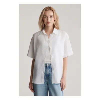 KOŠILE GANT REL LINEN SS SHIRT WHITE