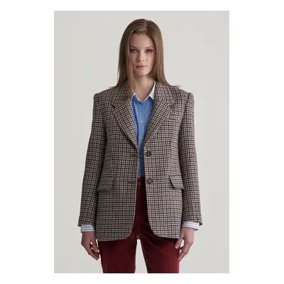 SAKO GANT REG HOUNDSTOOTH BLAZER SOFT OAT