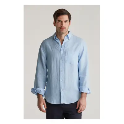 KOŠILE GANT REG LINEN SHIRT CAPRI BLUE