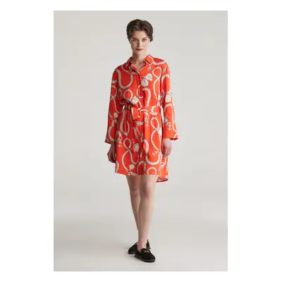 ŠATY GANT REL SAILING PRINT SHIRT DRESS ORANGE RED