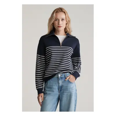 MIKINA GANT BRETON RIB HALF ZIP SWEAT EVENING BLUE