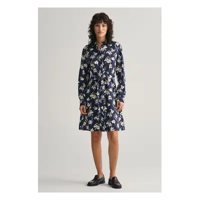 ŠATY GANT SLIM FLORAL PRINT SHIRT DRESS EVENING BLUE