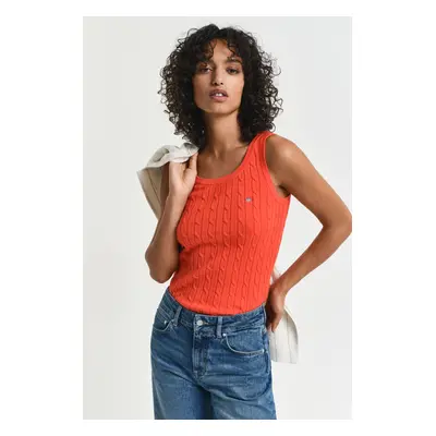 SVETR GANT STRETCH COTTON CABLE TANK TOP ORANGE RED