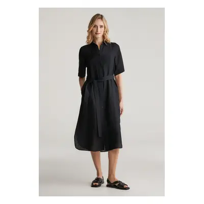 ŠATY GANT REG LINEN SS SHIRT DRESS BLACK