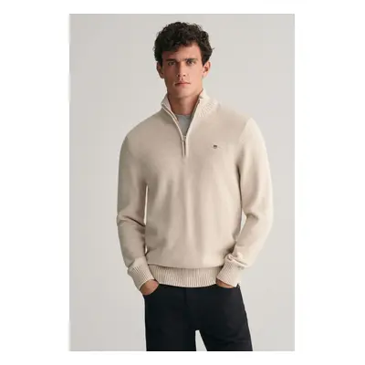 SVETR GANT CASUAL COTTON HALFZIP LIGHT BEIGE MELANGE