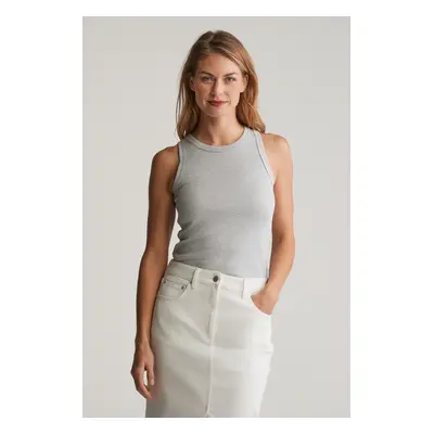 TOP GANT HIGH NECK RIB TANK TOP LIGHT GREY MELANGE