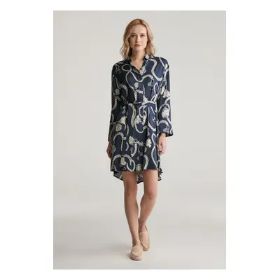 ŠATY GANT REL SAILING PRINT SHIRT DRESS EVENING BLUE