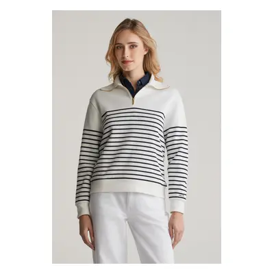 MIKINA GANT BRETON RIB HALF ZIP SWEAT EGGSHELL