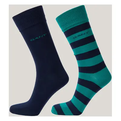 PONOŽKY GANT BARSTRIPE AND SOLID SOCKS 2-PACK DEEP GREEN