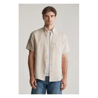 KOŠILE GANT REG LINEN SS SHIRT DRY SAND