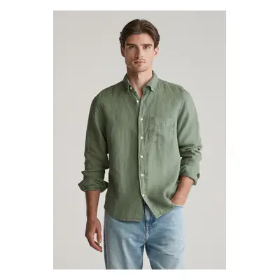 KOŠILE GANT REG GMNT DYED LINEN SHIRT DEEP GREEN