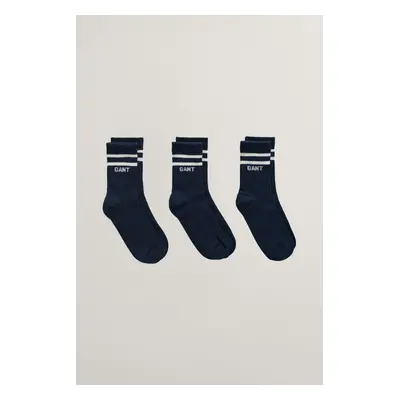 PONOŽKY GANT LOGO RIB SOCKS 3-PACK EVENING BLUE