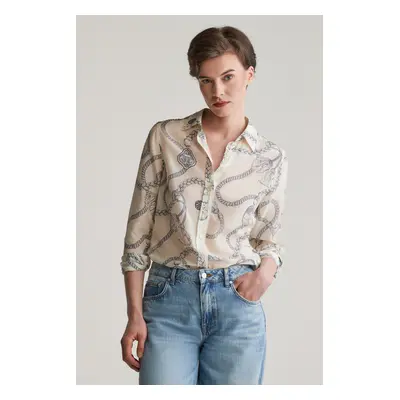 KOŠILE GANT REG SAILING PRINT COT SILK SHIRT CREAM