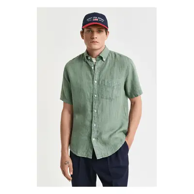 KOŠILE GANT REG GMNT DYED LINEN SS SHIRT KALAMATA GREEN