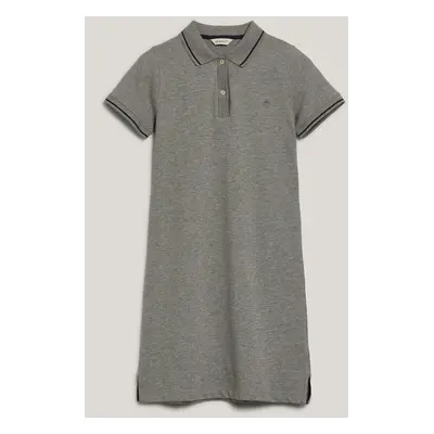 ŠATY GANT FITTED POLO PIQUE DRESS GREY MELANGE