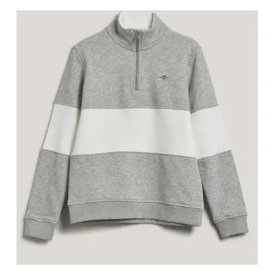 MIKINA GANT COLOR BLOCKED SHIELD HALF ZIP LIGHT GREY MELANGE