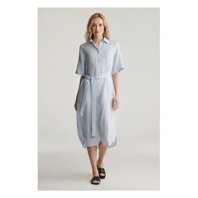 ŠATY GANT REG LINEN SS SHIRT DRESS LIGHT BLUE