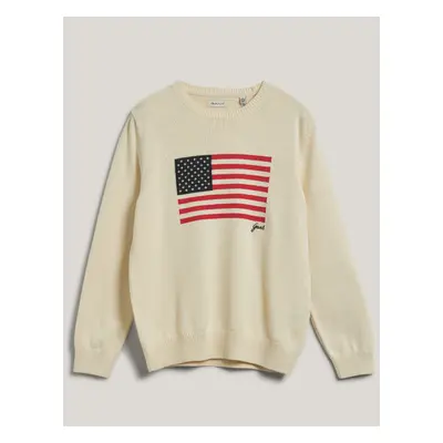 SVETR GANT FLAG KNIT C-NECK CREAM