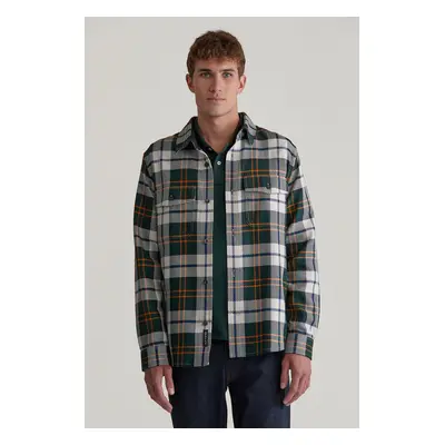 KOŠILE GANT HERRINGBONE CHECK OVERSHIRT TARTAN GREEN