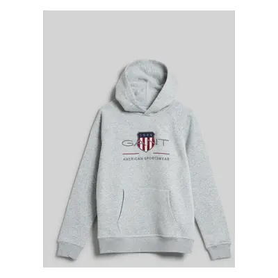 MIKINA GANT ARCHIVE SHIELD HOODIE LIGHT GREY MELANGE