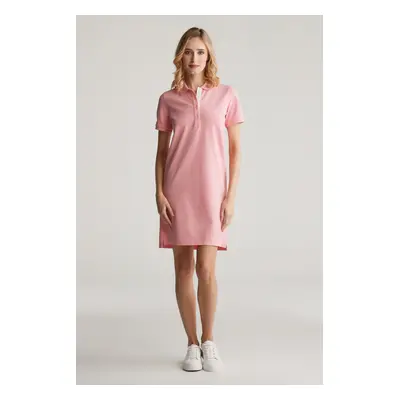 ŠATY GANT CONTRAST COLLAR PIQUE POLO DRESS GERANIUM PINK