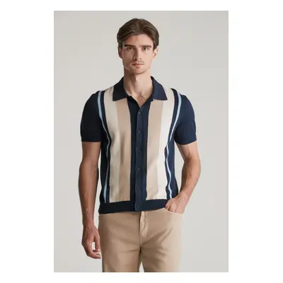 SVETR GANT COLOR BLOCKED COTTON SS POLO EVENING BLUE