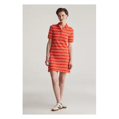 ŠATY GANT STRIPE SHIELD SS PIQUE POLO DRESS ORANGE RED