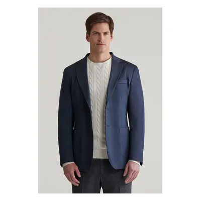 SAKO GANT SLIM TWO-TONED TWILL JERSEY BLAZER EVENING BLUE