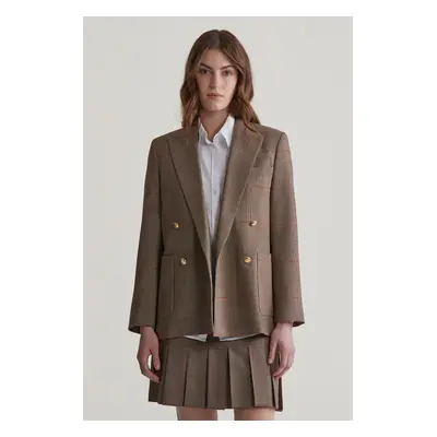 SAKO GANT REG CHECKED CLUB BLAZER CUMIN BEIGE