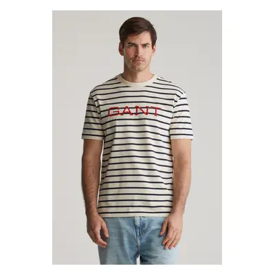 TRIČKO GANT GRAPHIC STRIPED SS TSHIRT CREAM